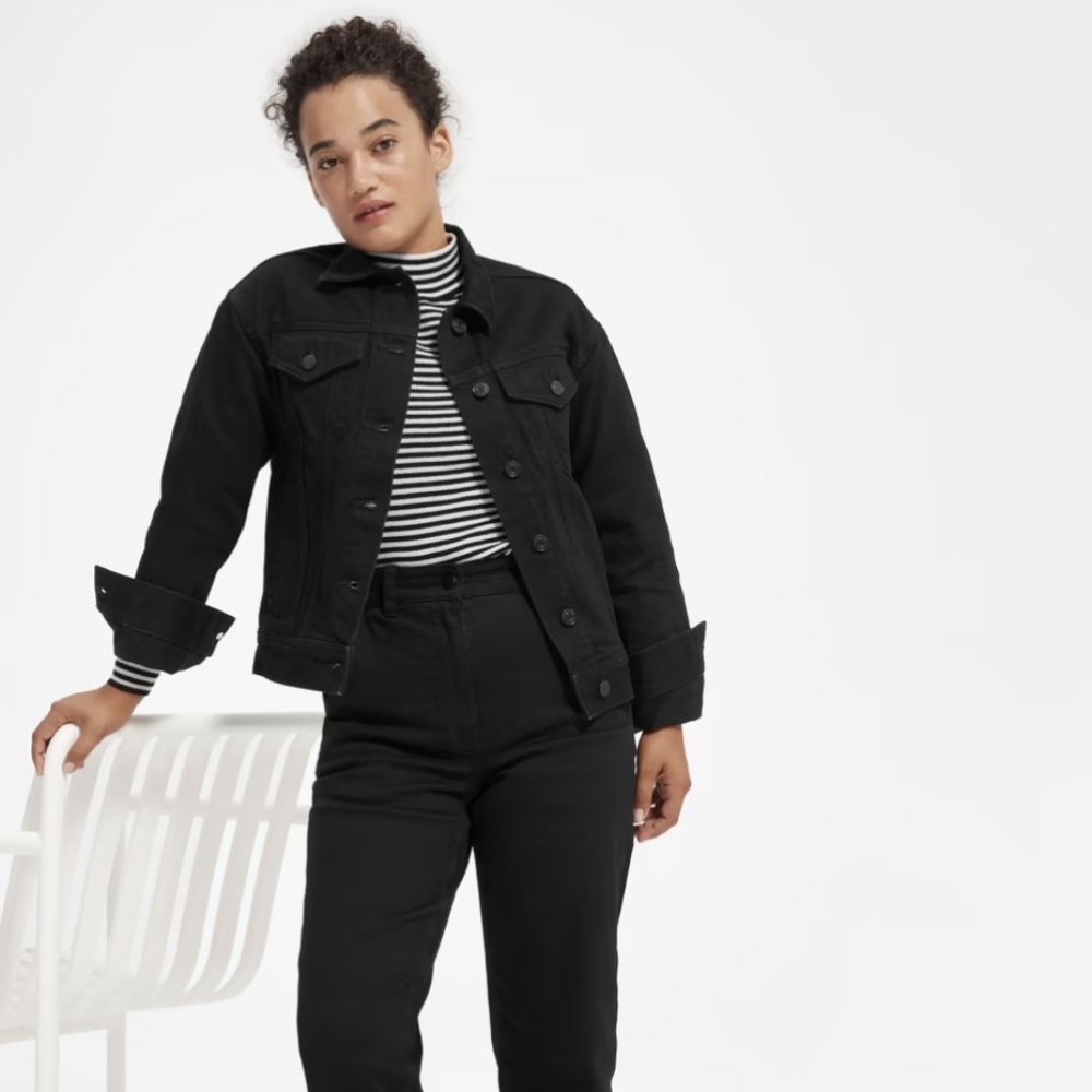 Everlane black denim jacket in size XS